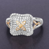 0.55 Carat Genuine White Diamond 14K White Gold Ring (E-F Color, SI1-SI2 Clarity)