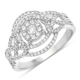 0.61 Carat Genuine White Diamond 14K White Gold Ring (E-F Color, SI1-SI2 Clarity)
