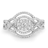 0.61 Carat Genuine White Diamond 14K White Gold Ring (E-F Color, SI1-SI2 Clarity)