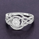 0.61 Carat Genuine White Diamond 14K White Gold Ring (E-F Color, SI1-SI2 Clarity)