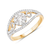 0.78 Carat Genuine White Diamond 14K Yellow Gold Ring (F-G Color, SI Clarity)