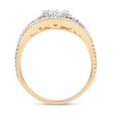 0.78 Carat Genuine White Diamond 14K Yellow Gold Ring (F-G Color, SI Clarity)