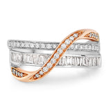 0.74 Carat Genuine White Diamond 14K White & Rose Gold Ring (E-F Color, SI1-SI2 Clarity)