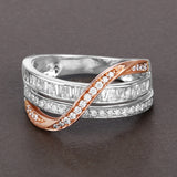 0.74 Carat Genuine White Diamond 14K White & Rose Gold Ring (E-F Color, SI1-SI2 Clarity)