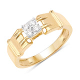 0.21 Carat Genuine White Diamond 14K Yellow Gold Ring (F-G Color, SI Clarity)