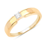 0.11 Carat Genuine White Diamond 14K Yellow Gold Ring (F-G Color, SI Clarity)