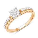 0.25 Carat Genuine White Diamond 14K Yellow Gold Ring (F-G Color, SI Clarity)