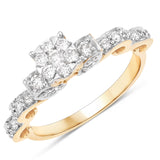 0.51 Carat Genuine White Diamond 14K Yellow Gold Ring (E-F Color, SI1-SI2 Clarity)