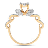 0.51 Carat Genuine White Diamond 14K Yellow Gold Ring (E-F Color, SI1-SI2 Clarity)
