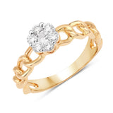0.38 Carat Genuine White Diamond 14K Yellow Gold Ring (F-G Color, SI Clarity)