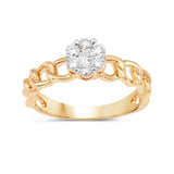 0.38 Carat Genuine White Diamond 14K Yellow Gold Ring (F-G Color, SI Clarity)