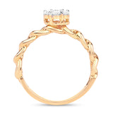 0.38 Carat Genuine White Diamond 14K Yellow Gold Ring (F-G Color, SI Clarity)