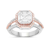 1.03 Carat Genuine White Diamond 18K White & Rose Gold Ring (G-H Color, VVS-VS Clarity)