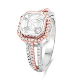 1.03 Carat Genuine White Diamond 18K White & Rose Gold Ring (G-H Color, VVS-VS Clarity)