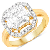 1.18 Carat Genuine White Diamond 18K Yellow Gold Ring (F-G Color, VVS-VS Clarity)