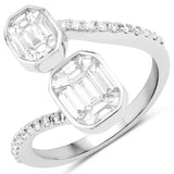 0.89 Carat Genuine White Diamond 18K White Gold Ring (F-G Color, VVS-VS Clarity)