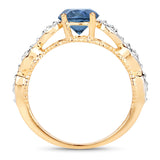 1.27 Carat Genuine Blue Sapphire and White Diamond 14K Yellow Gold Ring