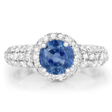 1.94 Carat Genuine Blue Sapphire and White Diamond 14K White Gold Ring