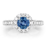 2.01 Carat Genuine Blue Sapphire and White Diamond 14K White Gold Ring