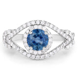 1.75 Carat Genuine Blue Sapphire and White Diamond 14K White Gold Ring