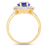 1.41 Carat Genuine Tanzanite and White Diamond 14K Yellow Gold Ring