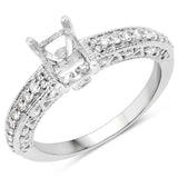 0.51 Carat Genuine White Diamond 14K White Gold Ring (I-J Color, SI Clarity)