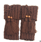Winterland Leg Warmers With Wooden Beads and Tassels