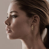 12.5Mm Diamond And 14K Gold Huggies With Chain by eklexic