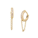 12.5Mm Diamond And 14K Gold Huggies With Chain by eklexic