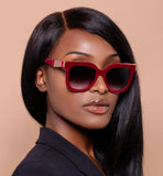 Coco - Red Velvet Frame Black Lens Wayfarer Sunglasses by TopFoxx