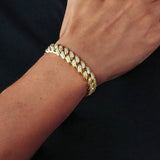 12mm Fully Iced Out Diamond Miami Cuban Link Bracelet in 14K Gold 