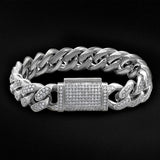 12mm Fully Iced Out Diamond Miami Cuban Link Bracelet in White Gold 