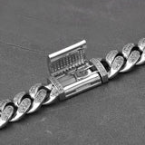 12mm Fully Iced Out Diamond Miami Cuban Link Bracelet in White Gold 