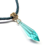 14 K Gold Filled Wire Wrapped Aqua Crystal Teardrop Leather Choker Necklace by Alexa Martha Designs