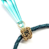 14 K Gold Filled Wire Wrapped Aqua Crystal Teardrop Leather Choker Necklace by Alexa Martha Designs
