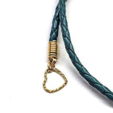 14 K Gold Filled Wire Wrapped Aqua Crystal Teardrop Leather Choker Necklace by Alexa Martha Designs