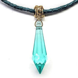 14 K Gold Filled Wire Wrapped Aqua Crystal Teardrop Leather Choker Necklace by Alexa Martha Designs