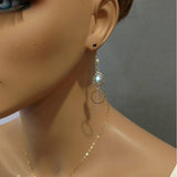 14 KT Gold Filled Green Crystal Hammered Circle Filigree Earrings by Alexa Martha Designs