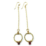 14 KT Gold Filled Wire Wrapped Pink Chalcedony Open Circle Earrings by Alexa Martha Designs