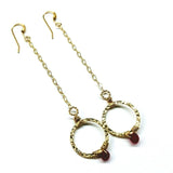 14 KT Gold Filled Wire Wrapped Pink Chalcedony Open Circle Earrings by Alexa Martha Designs