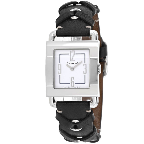 Coach Women's Black Leather Silver Quartz White Dial Watch - 14500498 by Balec Group