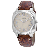 Coach Men's Brown Leather Silver Quartz Beige Dial Watch - 14600444 by Balec Group