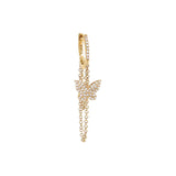 Diamond Pavé Butterfly Chain Drop Huggie Earring 14K by By Adina Eden