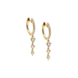 Diamond Triple Dangling Drop Huggie Earring 14K by By Adina Eden