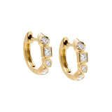 Diamond Multi Shape Bezel Huggie Earring 14K by By Adina Eden