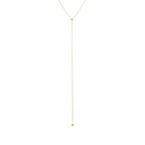 Diamond Double Solitaire Bezel Lariat Necklace 14K by By Adina Eden