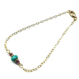 14K Gold Filled Pink and Turquoise Gemstone Dainty Bracelet by Alexa Martha Designs