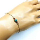 14K Gold Filled Pink and Turquoise Gemstone Dainty Bracelet by Alexa Martha Designs