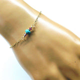 14K Gold Filled Pink and Turquoise Gemstone Dainty Bracelet by Alexa Martha Designs