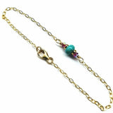14K Gold Filled Pink and Turquoise Gemstone Dainty Bracelet